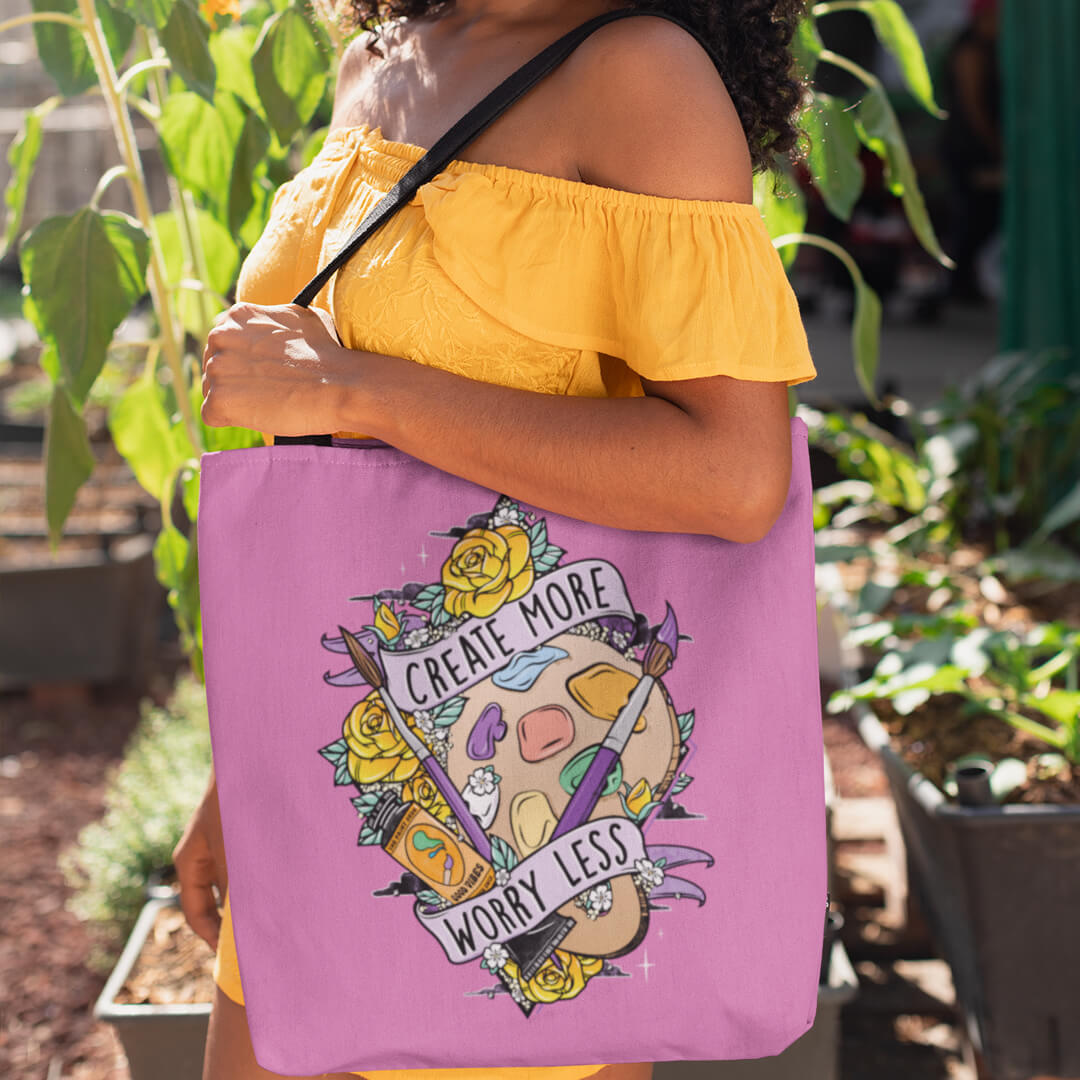 Create More Worry Less Tote Bag The Paint Sesh