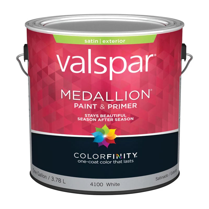 Valspar Medallion Exterior Acrylic Latex Paint Satin White 4400