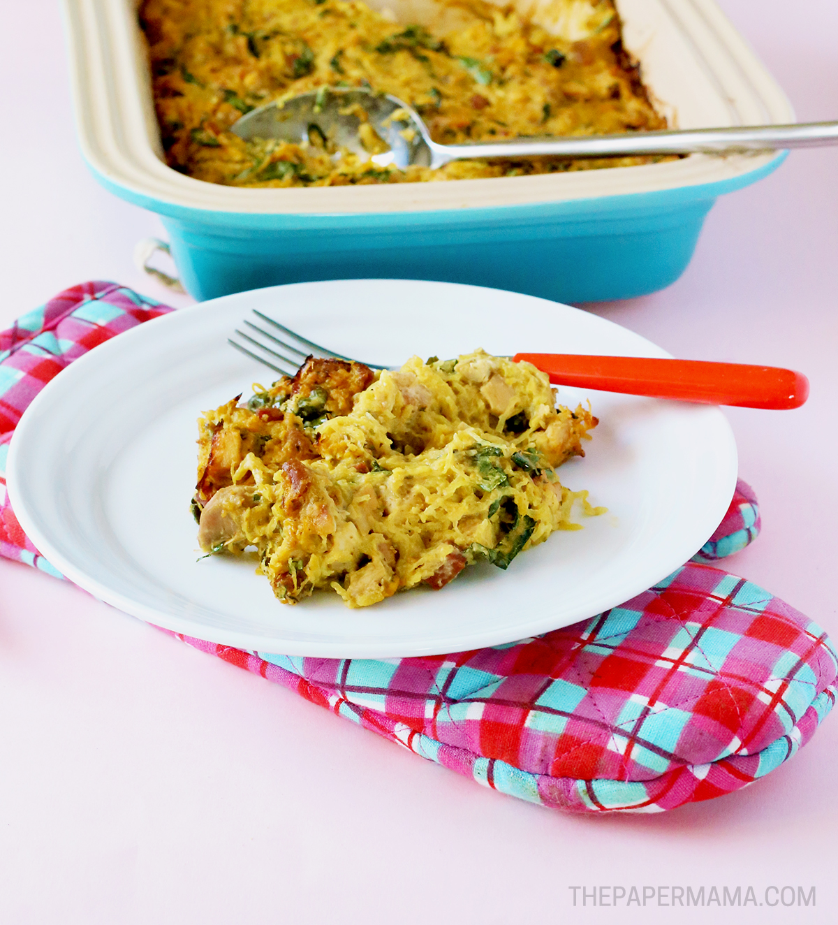Creamy Spaghetti Squash Casserole with Chicken and Chorizo (DairyFree