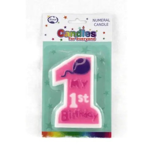 1st Birthday Girl Candle The Party's Here