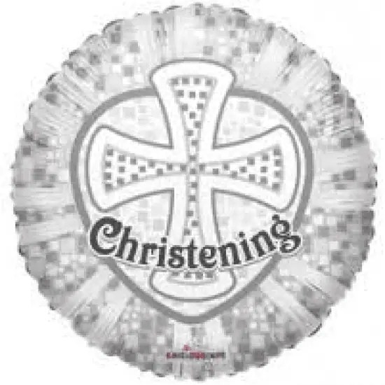 Christening Foil Balloon Silver The Party's Here