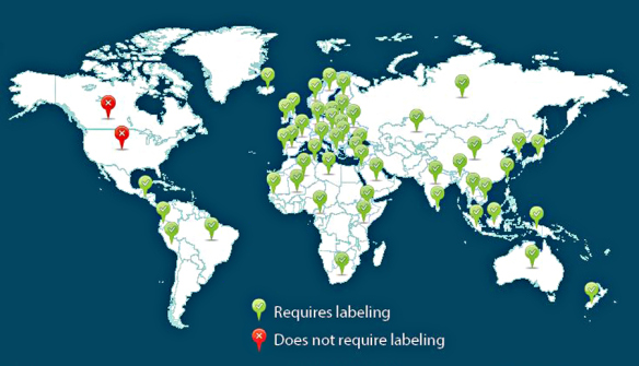 Countries with GMO labeling vs without