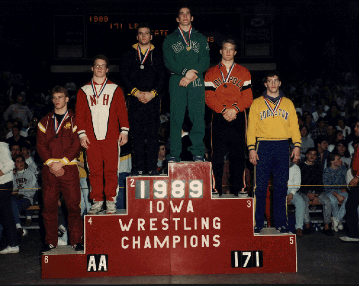 1989 2A 171 Iowa HS State Wrestling Podium Pic THE PIN DOCTORS