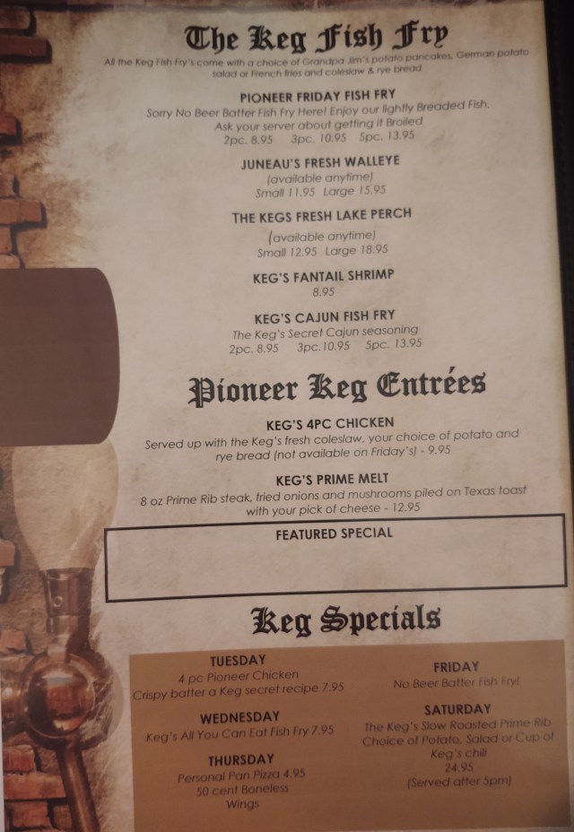 Menu Pioneer Keg
