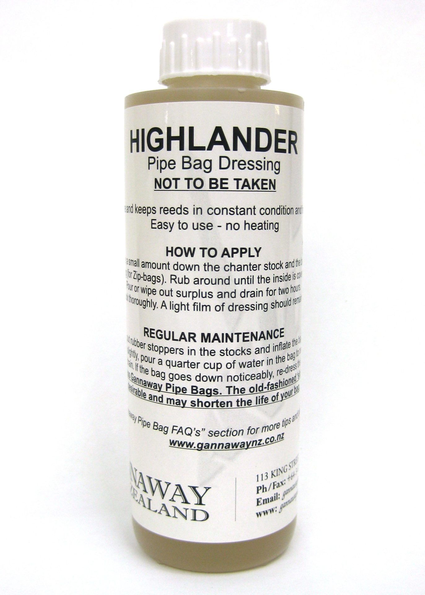 Gannaway Highlander Pipe Bag Dressing 250 ml The Piper's Cove