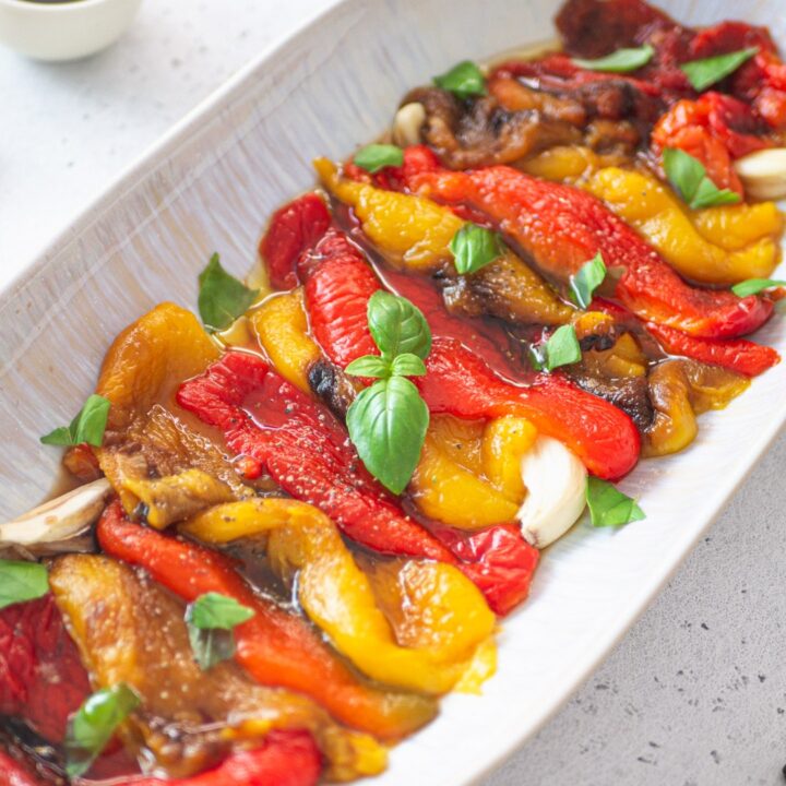 Roasted bell peppers how to roast, peel & marinate The PlantBased