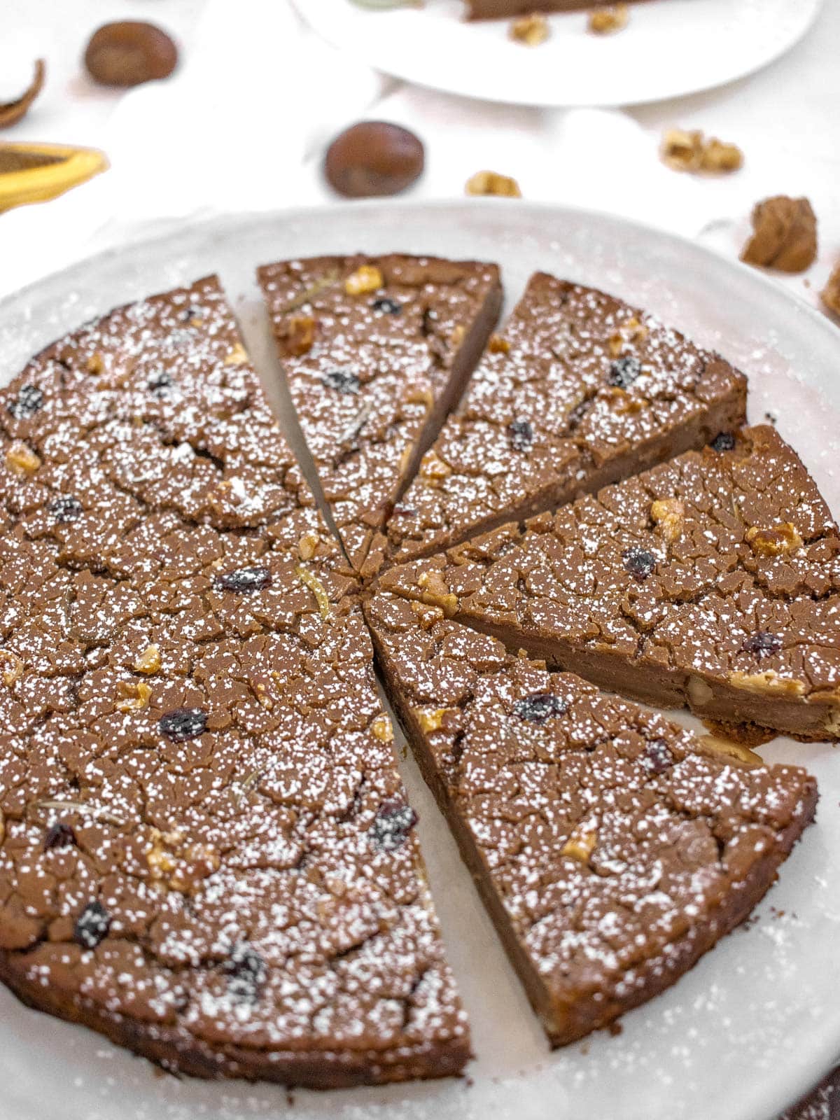 Castagnaccio Italian chestnut flour cake Plant Based School