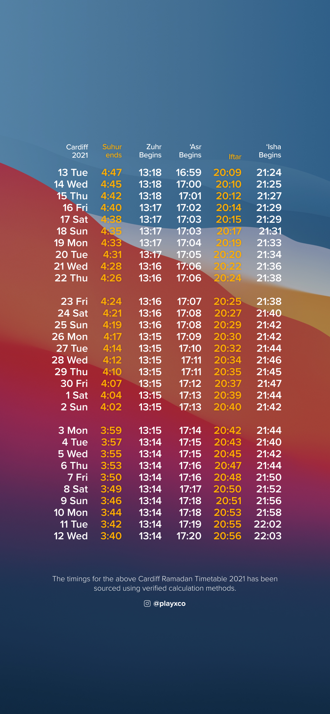 Mobile Friendly Ramadan Timetable Wallpaper 2021 Play Studio