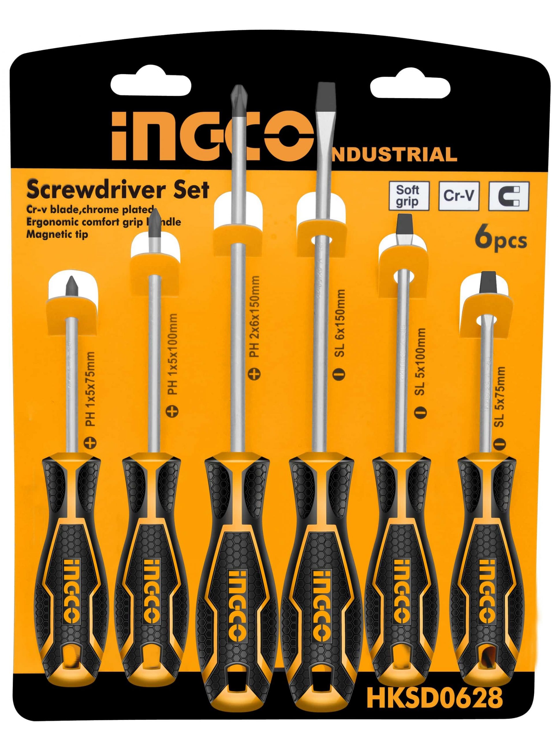 INGCO SCREWDRIVER SET INDUSTRIAL 6PCS The Plumbers Depot