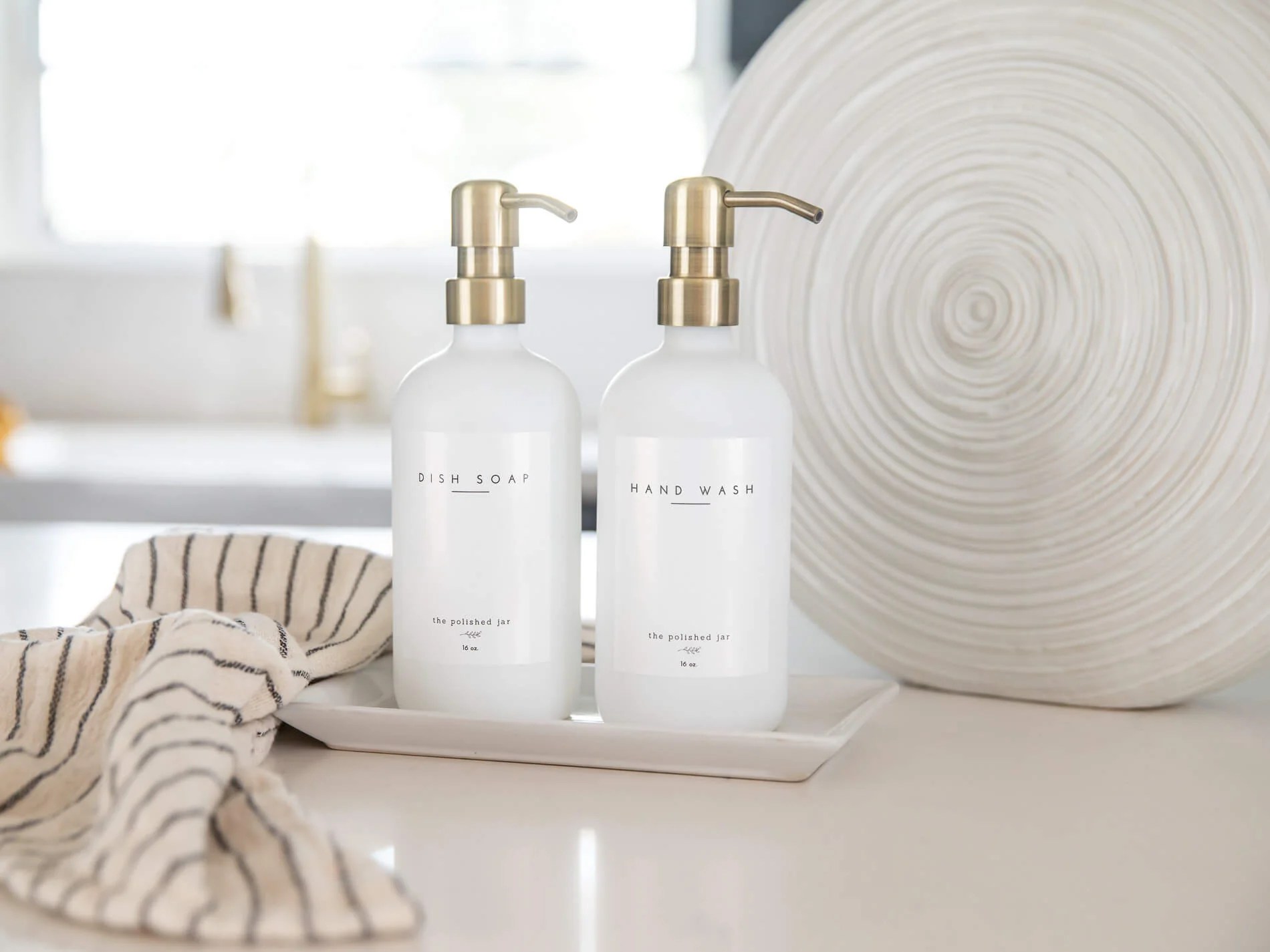 Soap Dispenser & Tray Set For The Kitchen The Polished Jar