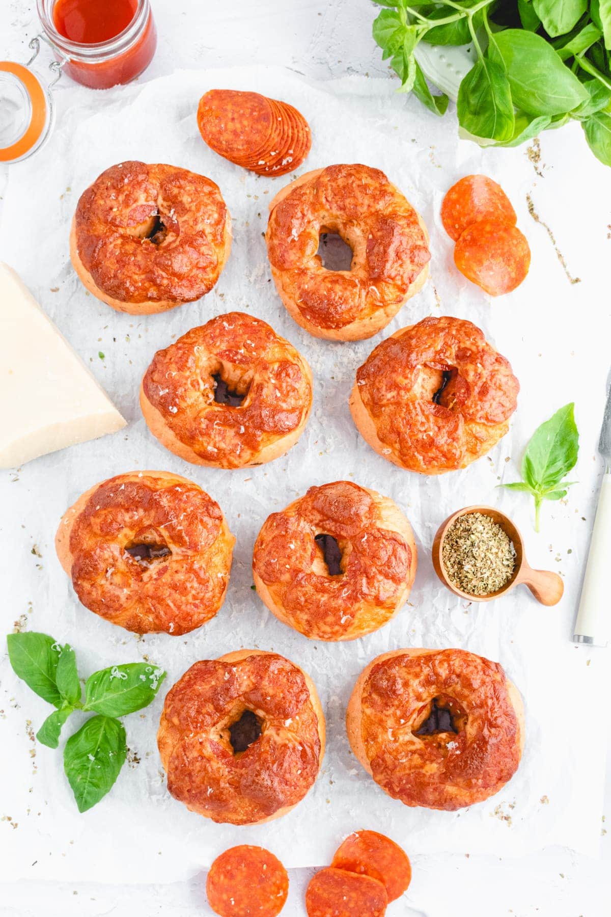 Pizza bagels from scratch (tomato basil bagels!) » the practical kitchen