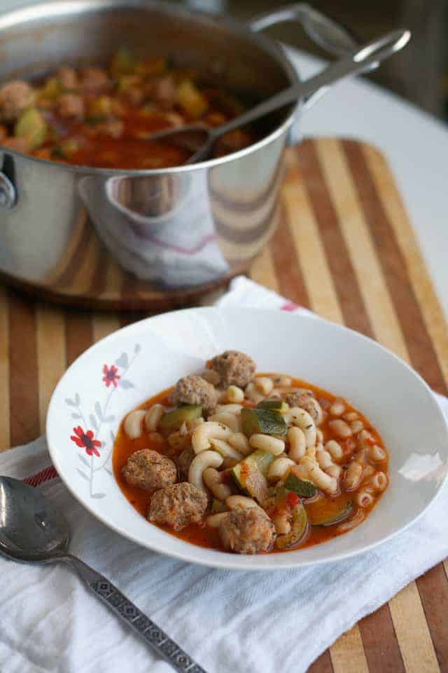 Mini Italian Meatball Soup. The Pretty Bee