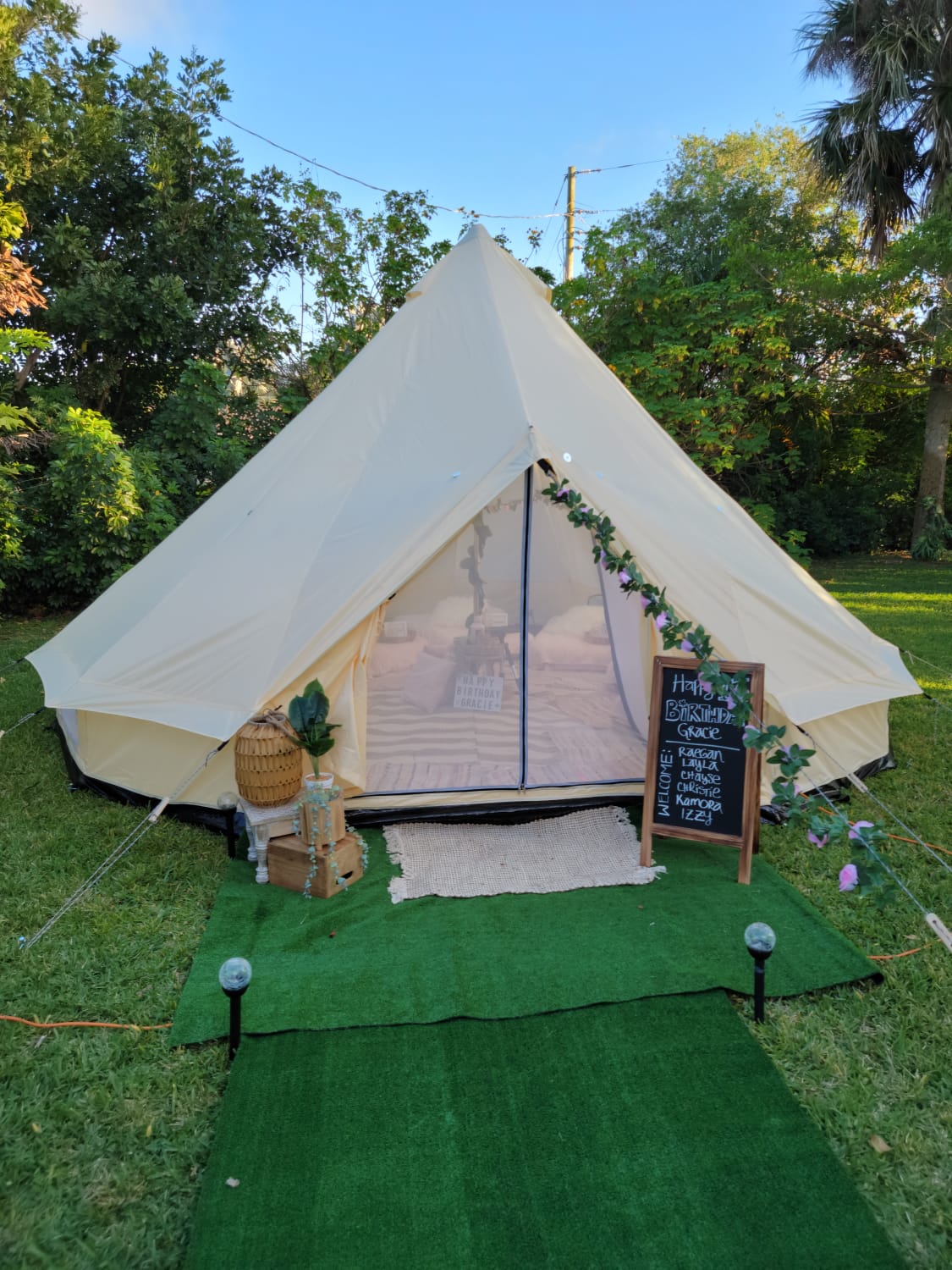 Bell Tent Glamping ⋆ The Pretty Sleepover Slumber Party Rentals In