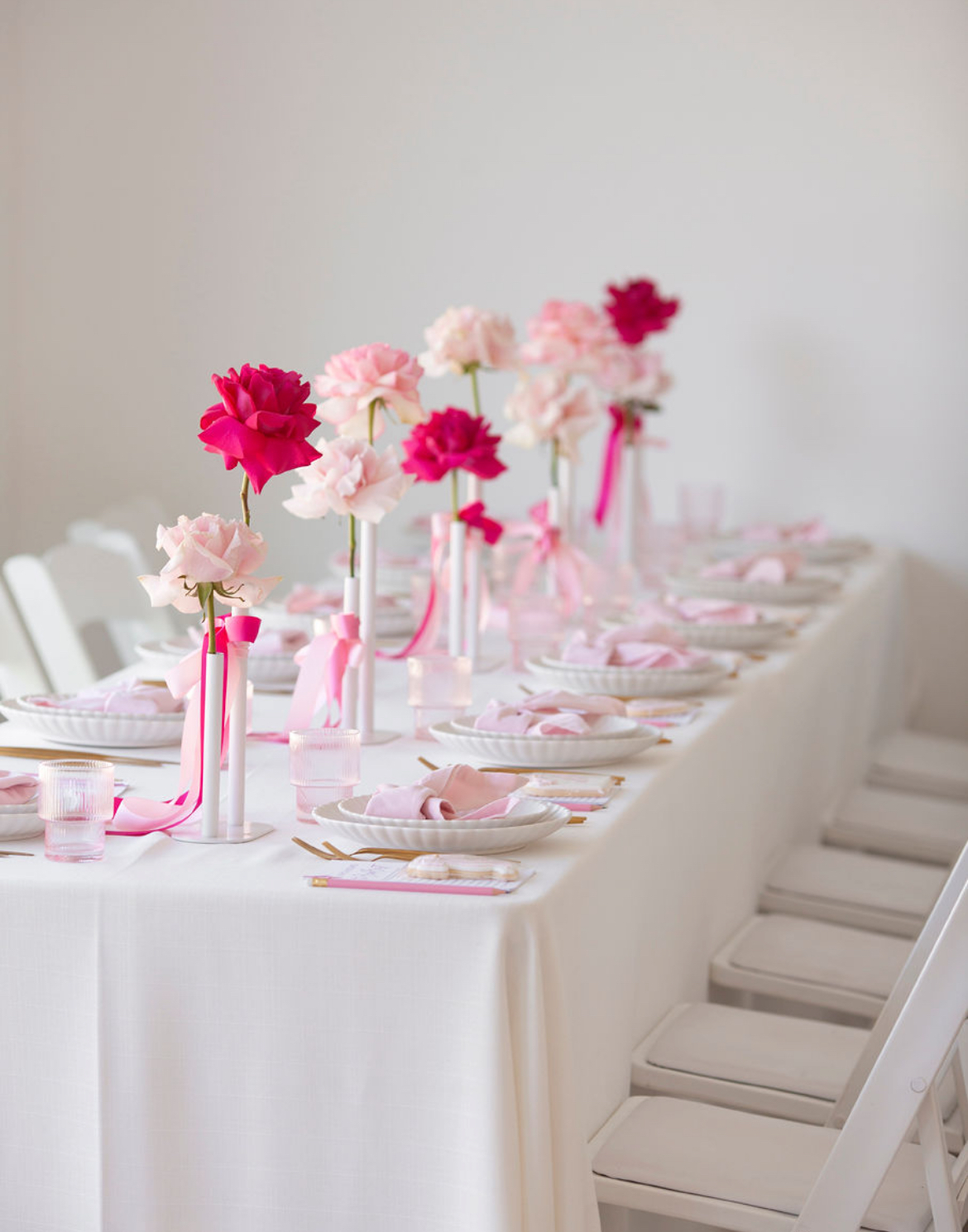 White Tube Vase Hire The Pretty Table Table Decor Hire