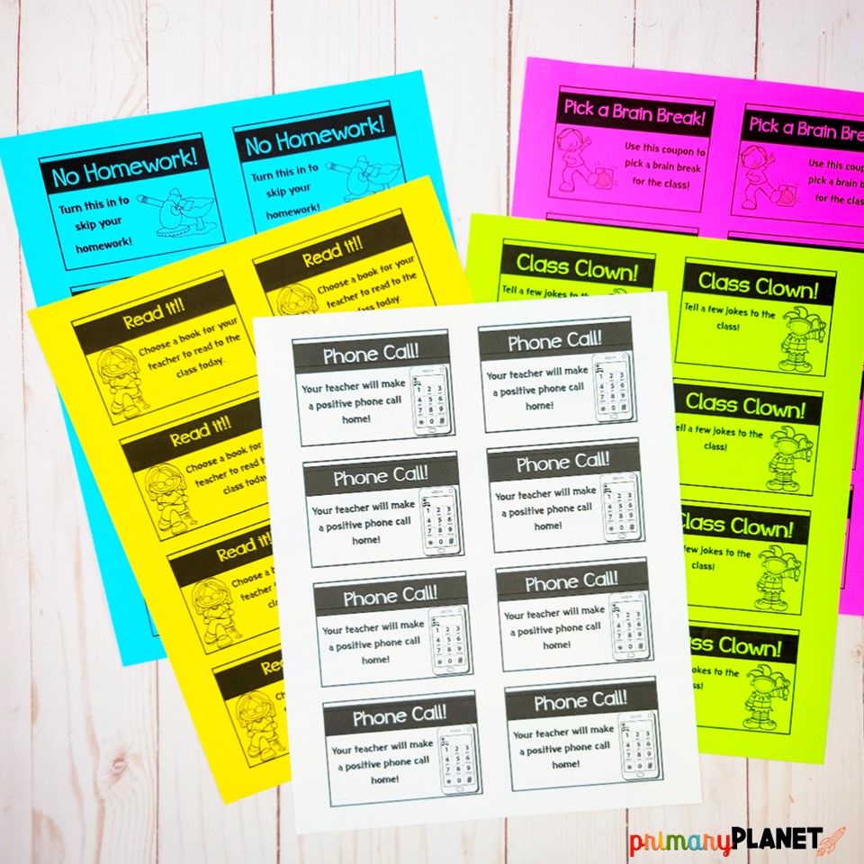 Classroom Rewards Unique Student Reward Coupons Primary