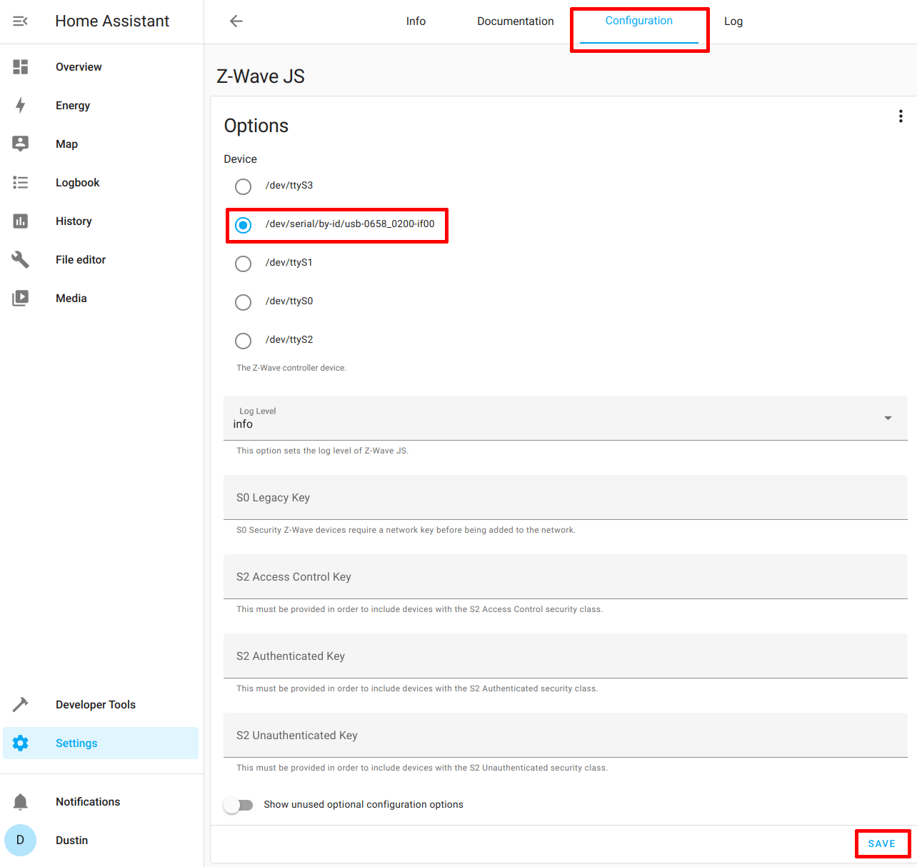 Set up ZWave in Home Assistant