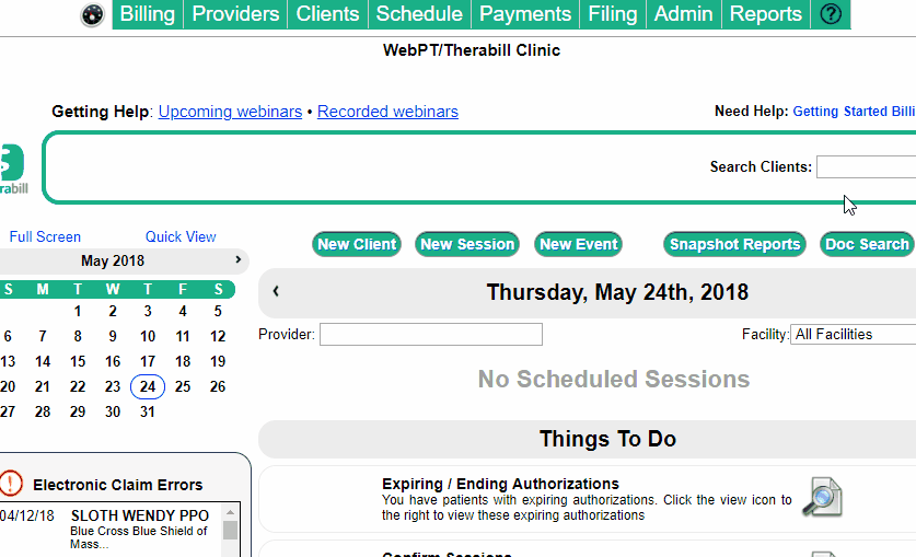 Monthly AR Summary Therabill