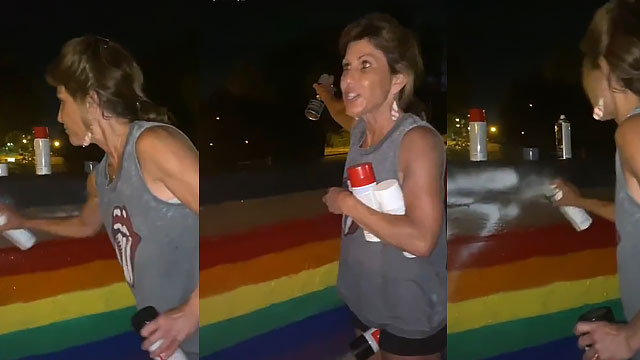 Homophobe Paints Over Pride Rainbow While Spewing Racist Garbage