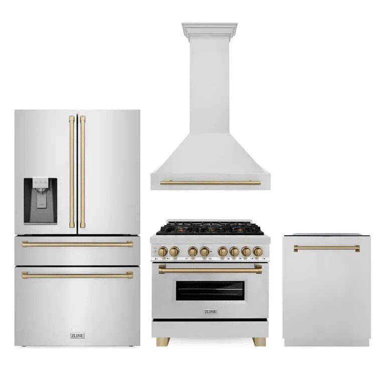 ZLINE Autograph Edition Kitchen Package Champagne Bronze Accents