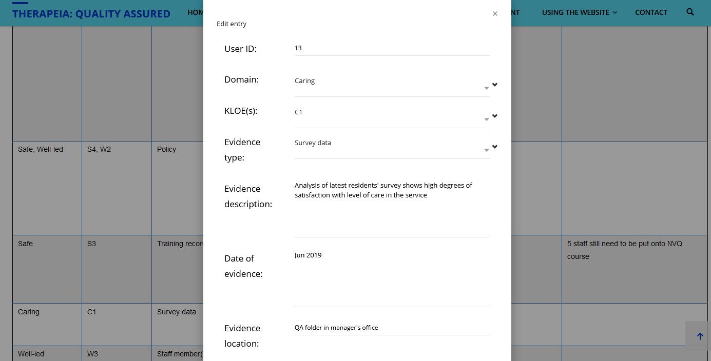 The KLOE Audit Toolkit being CQC ready at all times Therapeia