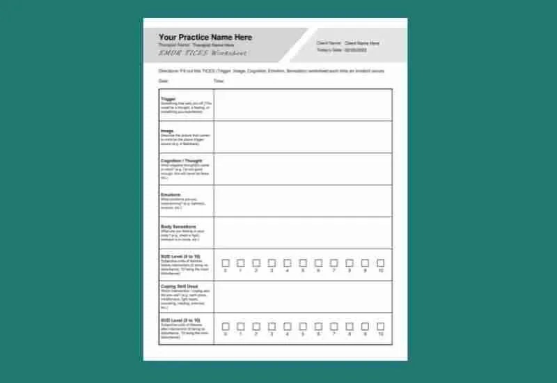 EMDR TICES Worksheet PDF