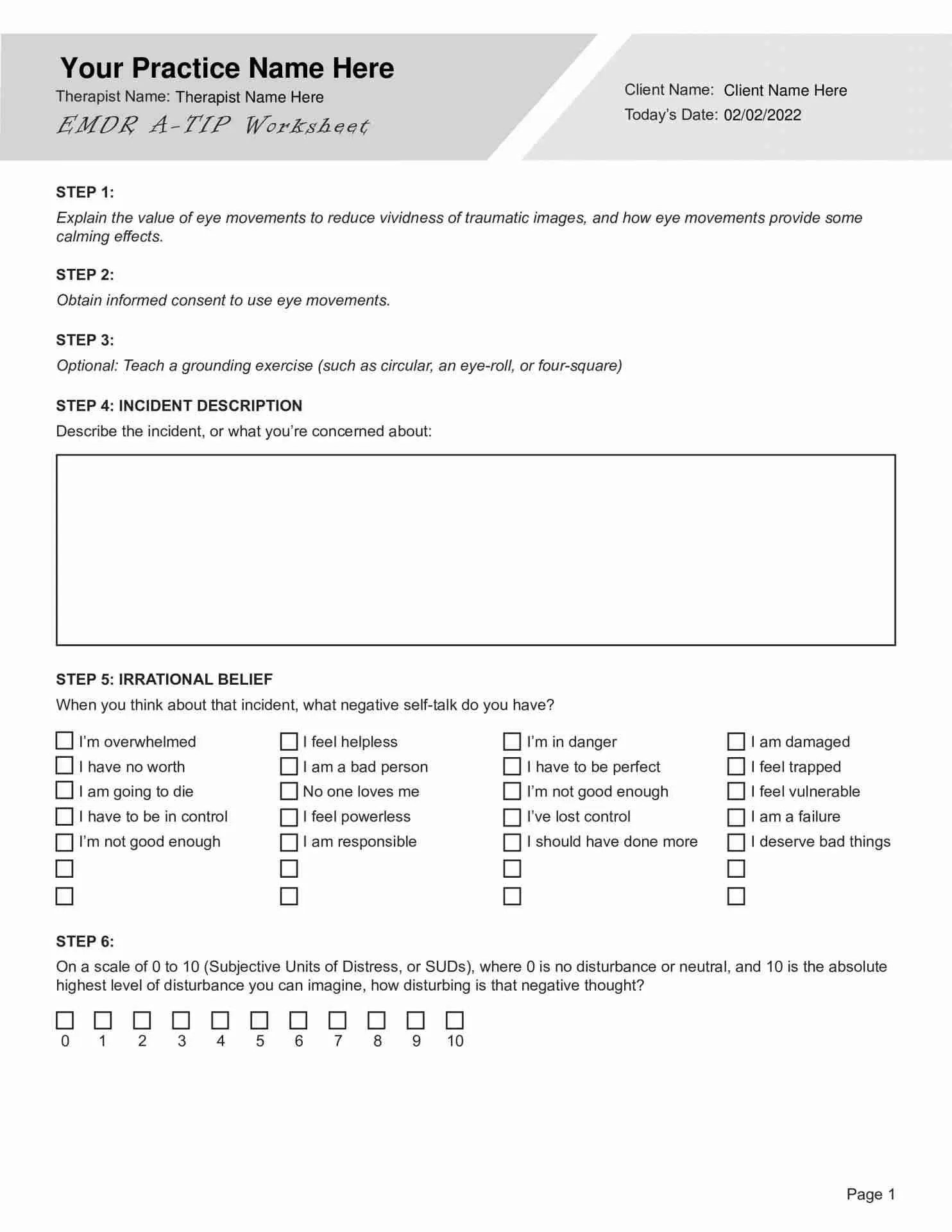EMDR ATIP Worksheet PDF