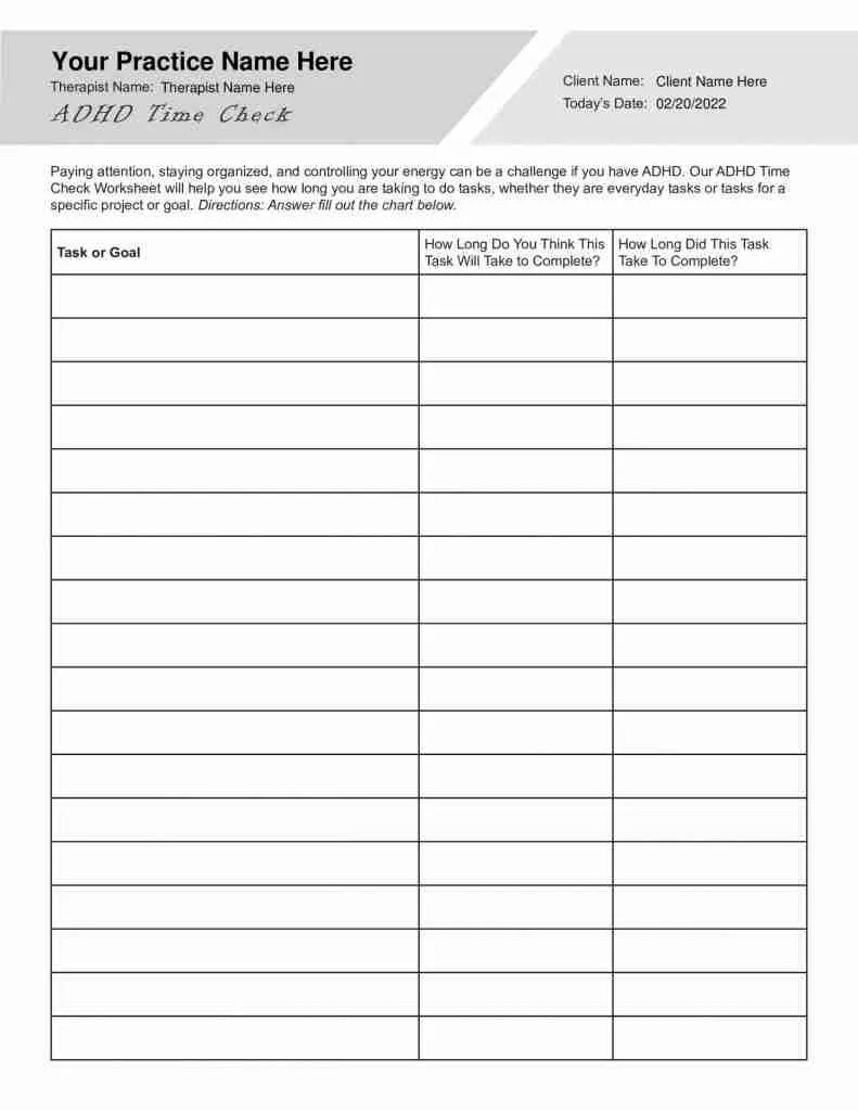 ADHD Worksheets Bundle PDF Templates - TherapyByPro