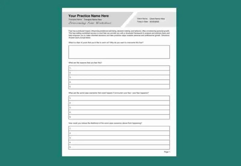 Overcoming Fear Worksheet PDF