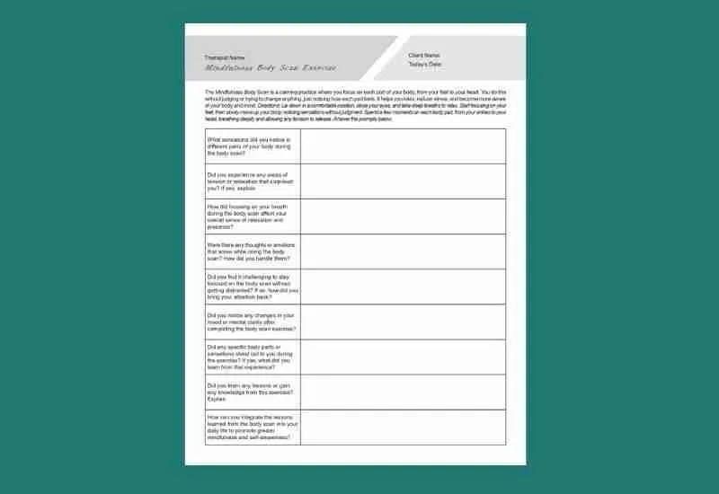 Mindfulness Body Scan Worksheet PDF