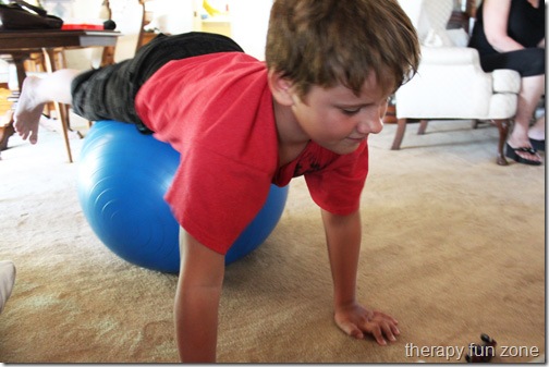 Prone on Therapy Ball Therapy Fun Zone