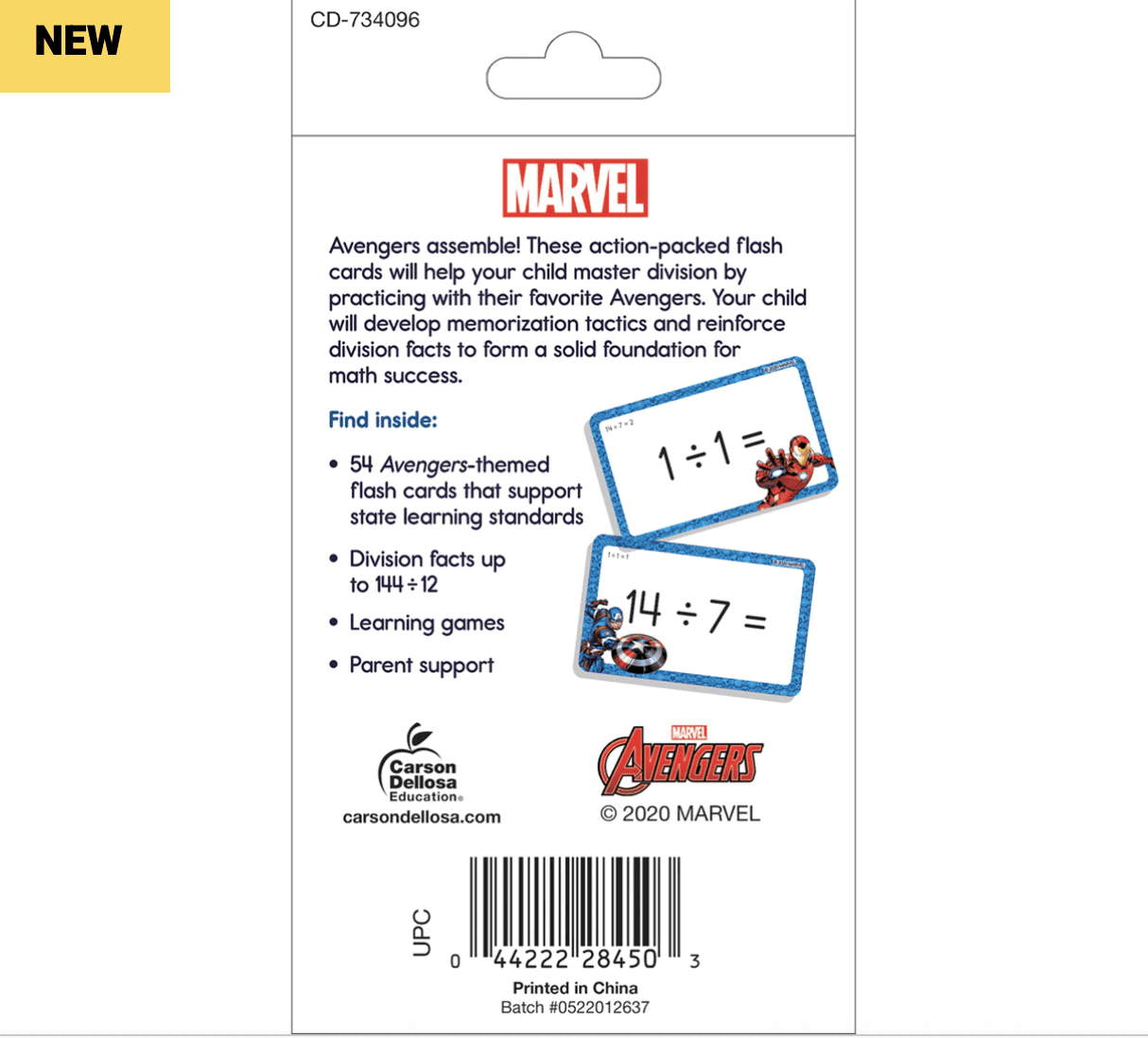 Disney Avengers Division 012 Flash Cards Grade 35