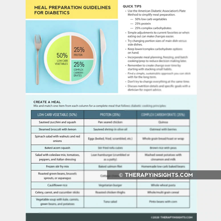 Meal Preparation Guidelines for Diabetics Adult and pediatric