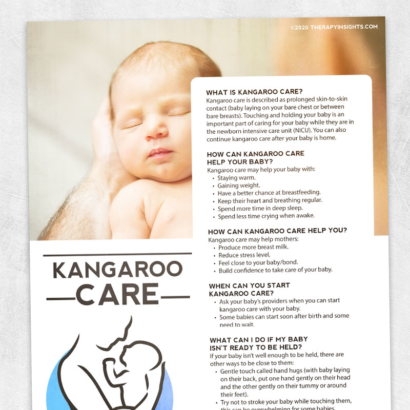 Kangaroo Care Adult and pediatric printable resources for speech and
