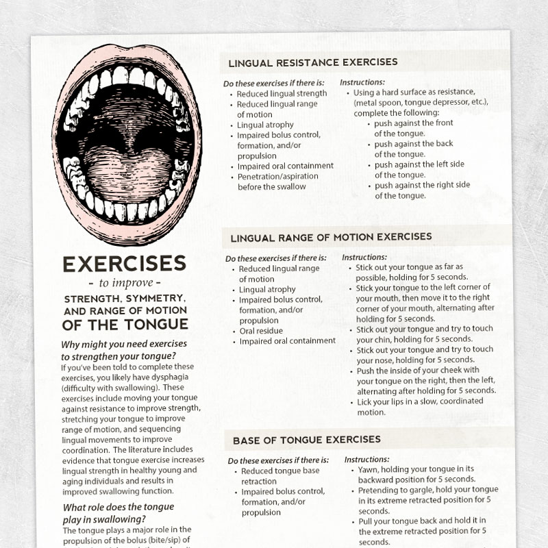 Lingual Strength and Range of Motion Exercises Adult and pediatric