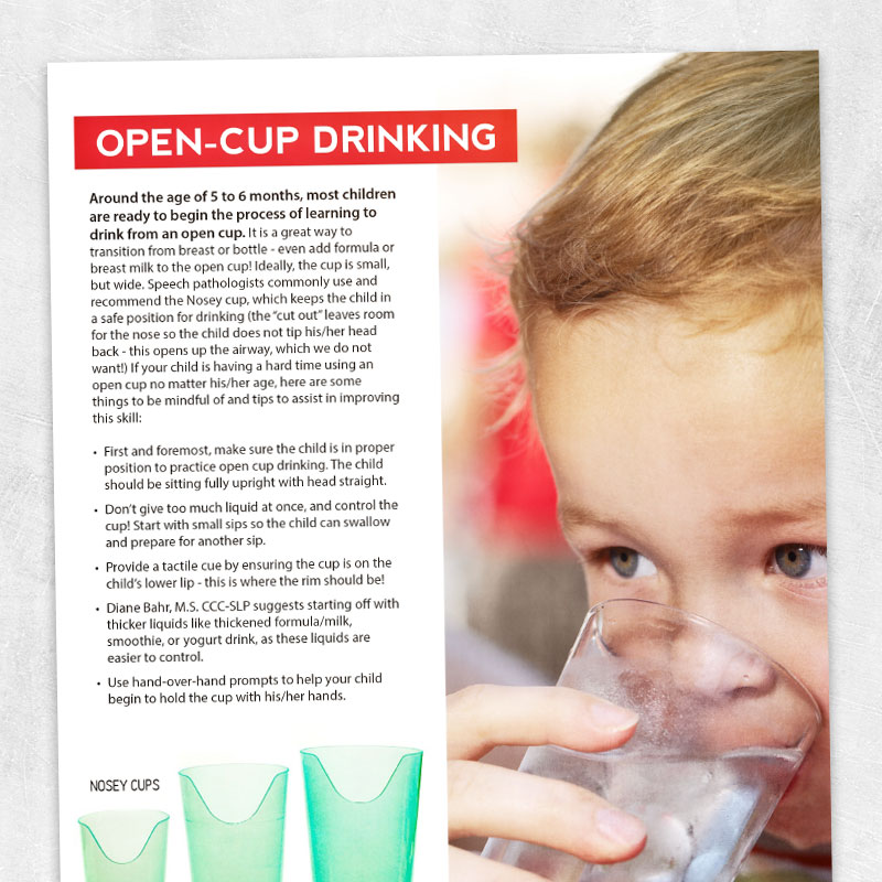 Open Cup Drinking Adult and pediatric printable resources for speech