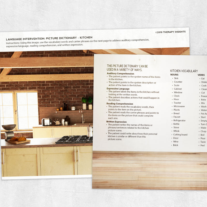 Picture Dictionary Kitchen Adult and pediatric printable resources for speech and