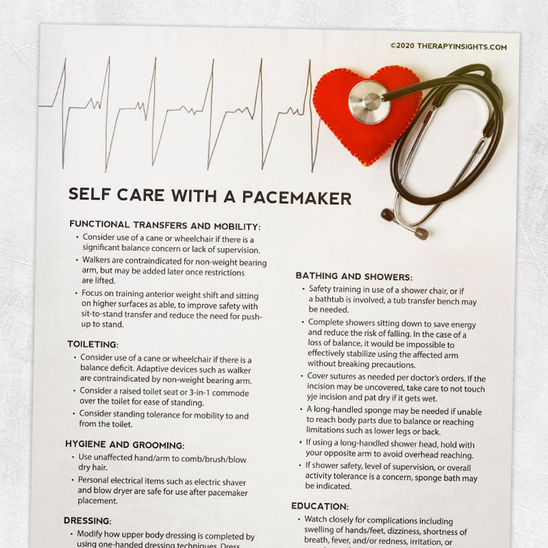 Self Care with a Pacemaker Adult and pediatric printable resources