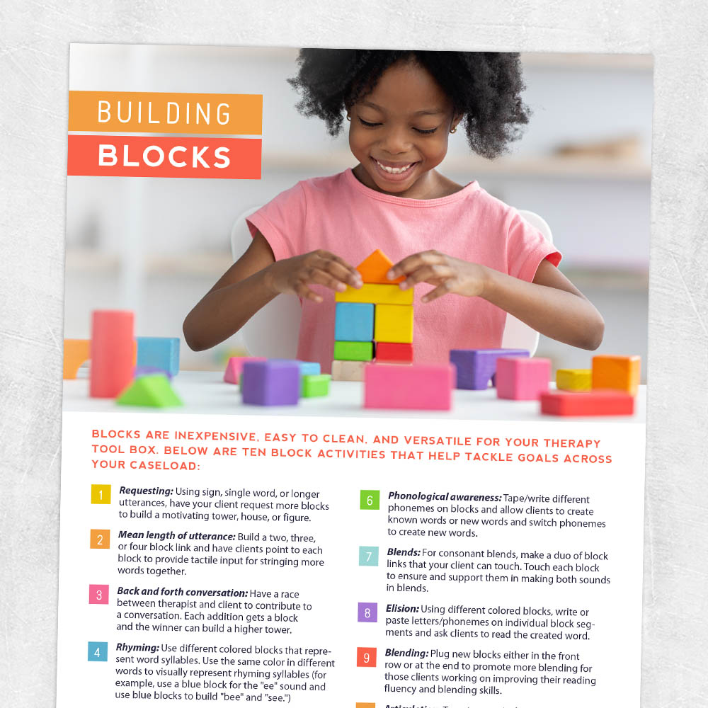 Building Blocks Using Block Manipulatives To Target Goals Adult and