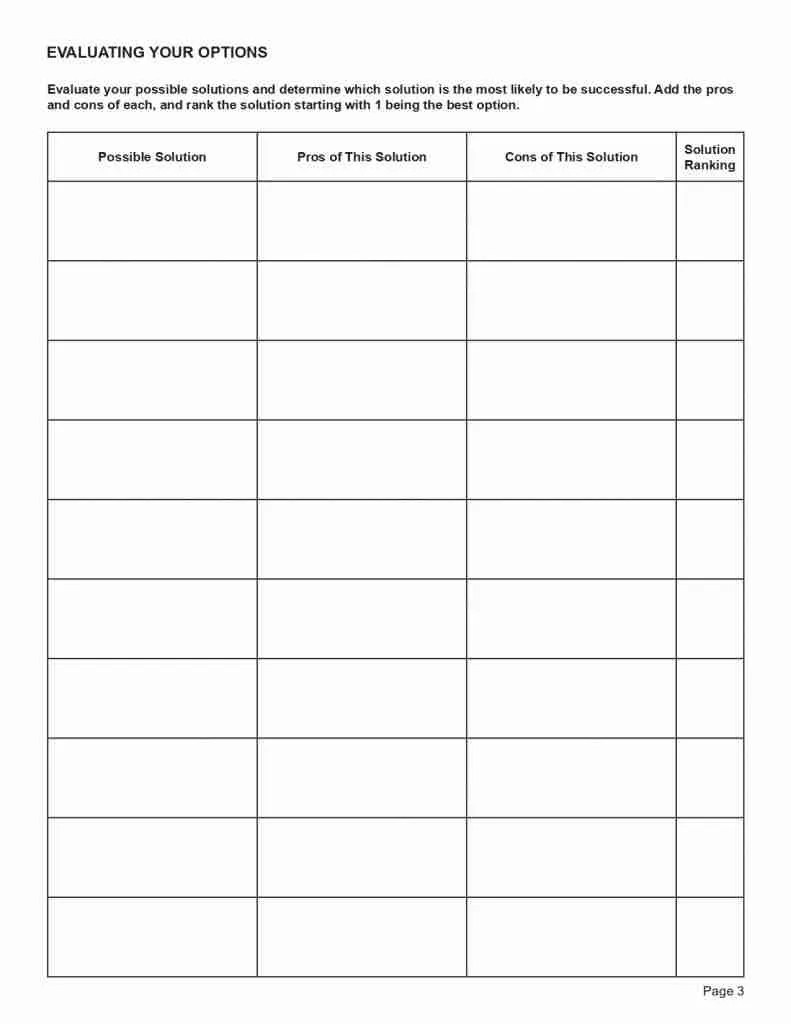 CBT Problem Solving Worksheet (Editable, Fillable, Printable PDF
