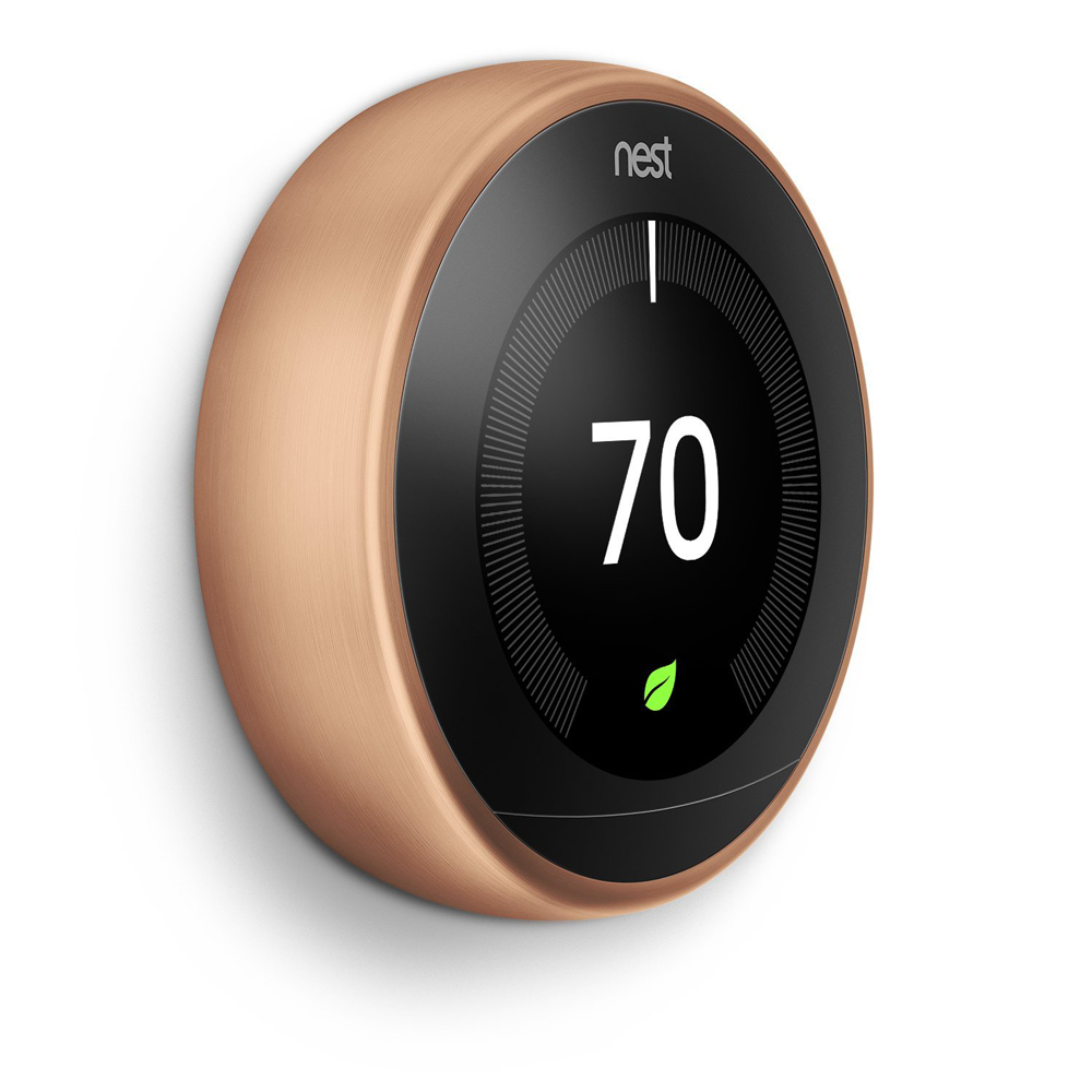 Google Nest Learning Thermostat 3rd Gen (Copper) w/ 3Pack Nest Protect