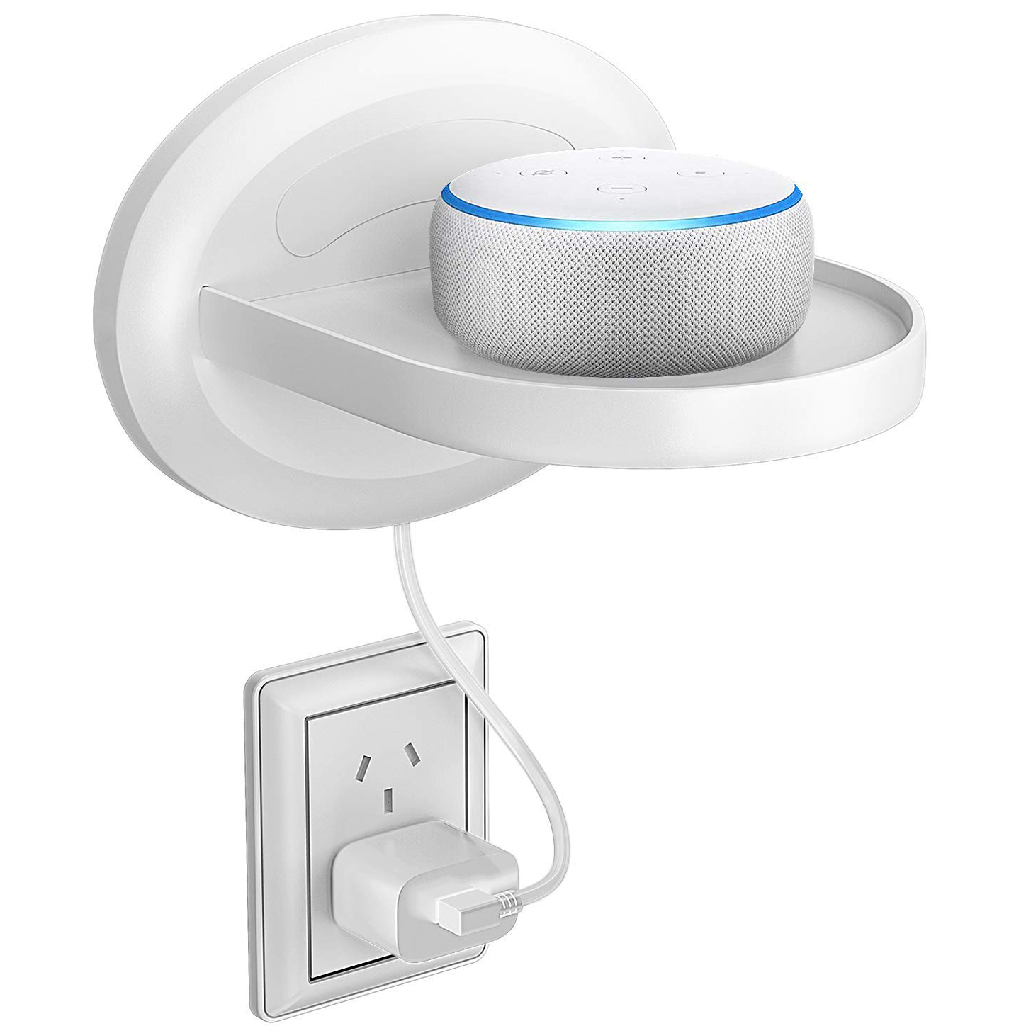 Wall Mount for Google Home & Smart Speaker with Cord Arrangement (White