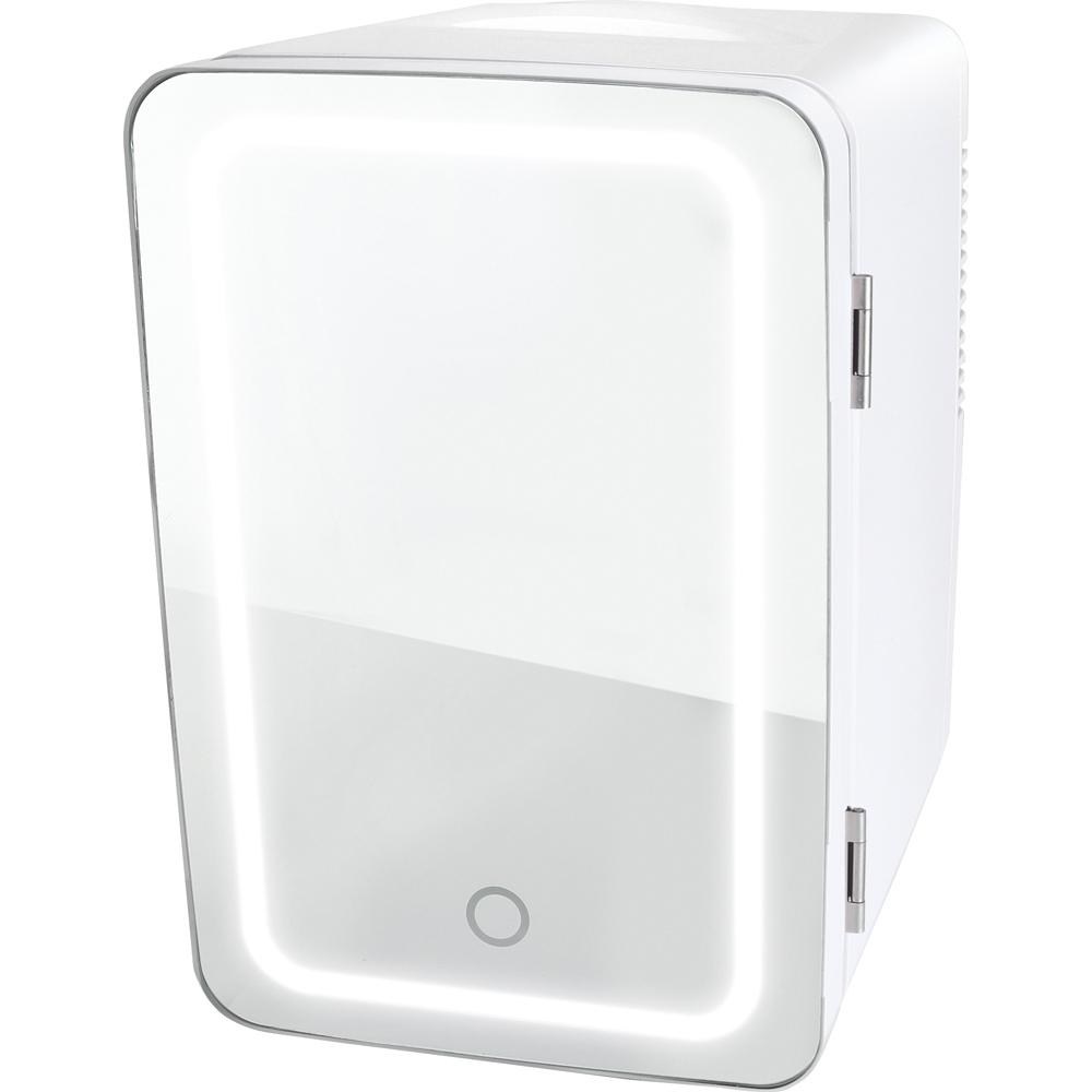 Kell Personal Chiller LED Lighted Mini Fridge with Mirror Door, White