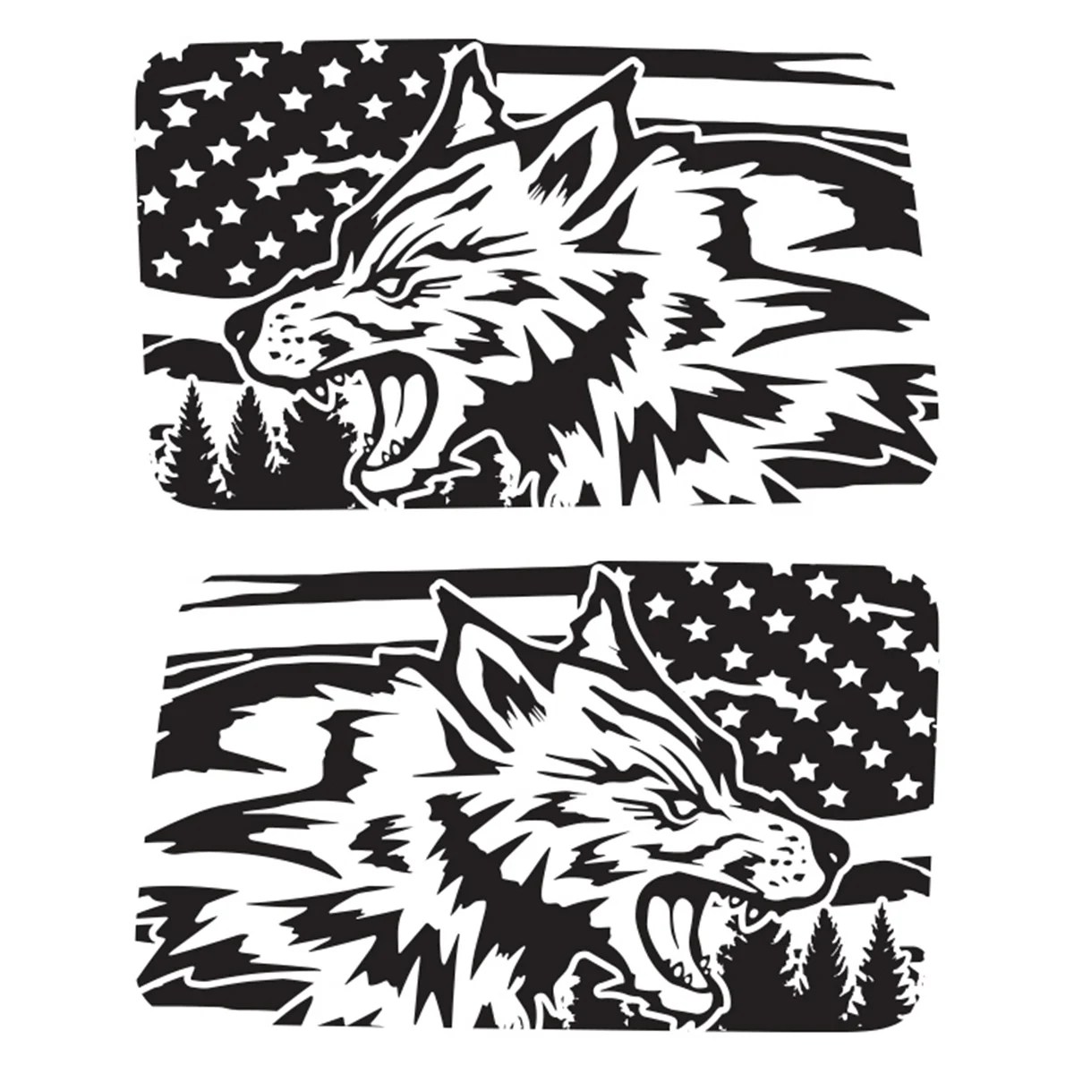Patriotic Wolf Rear Window Graphics Rebel Decal