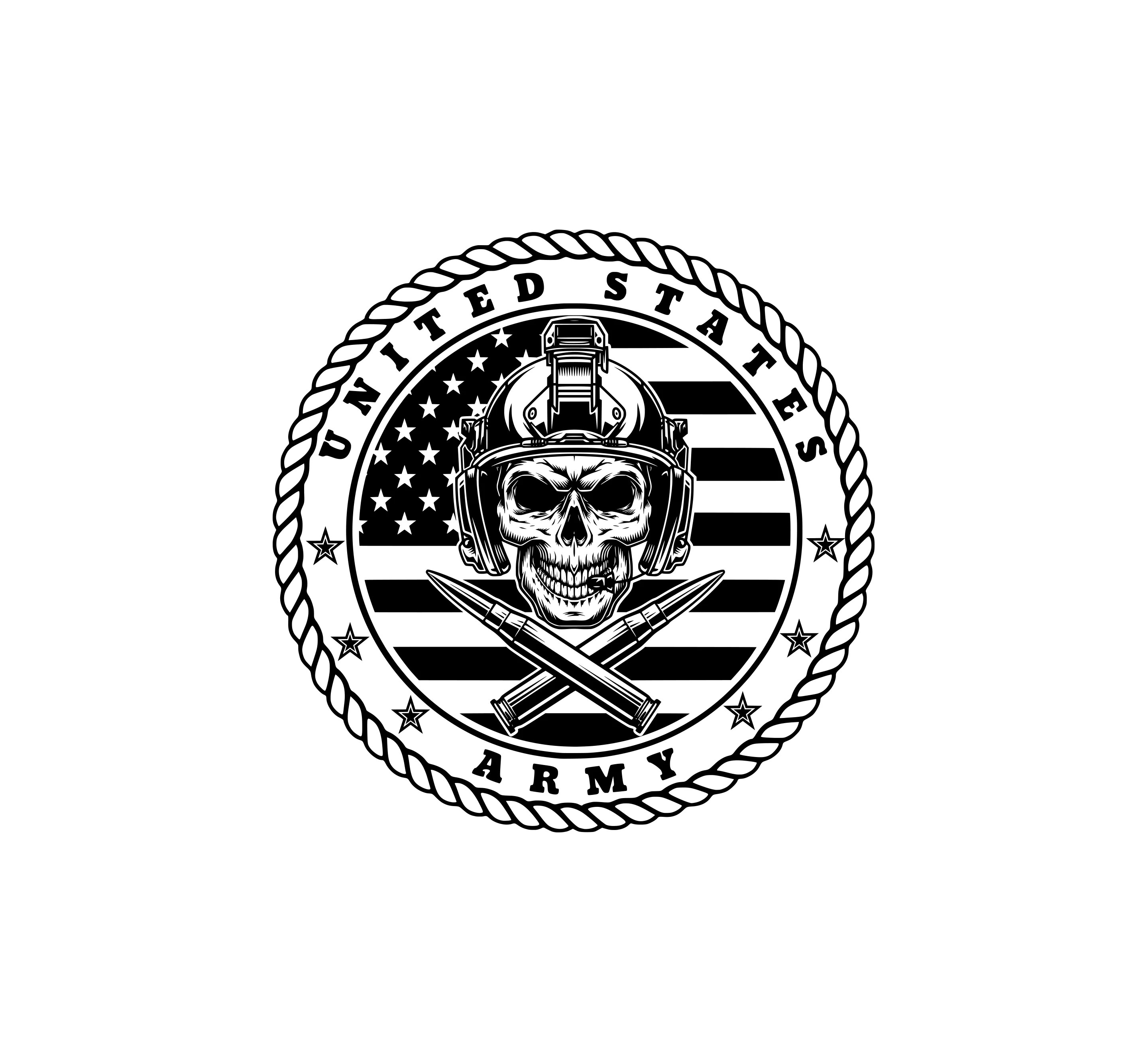 US Army Skull Hood Graphic Rebel Decal