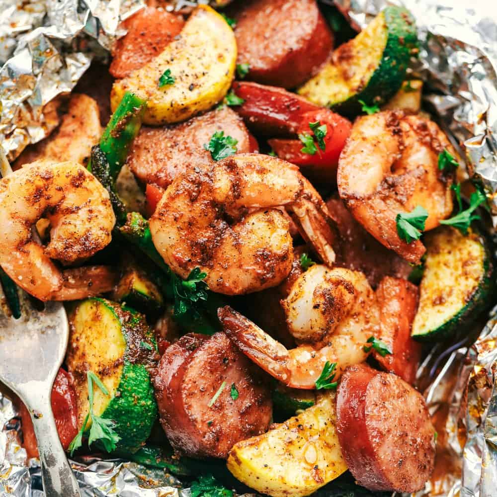Cajun Shrimp and Sausage Vegetable Foil Packets The Recipe Critic