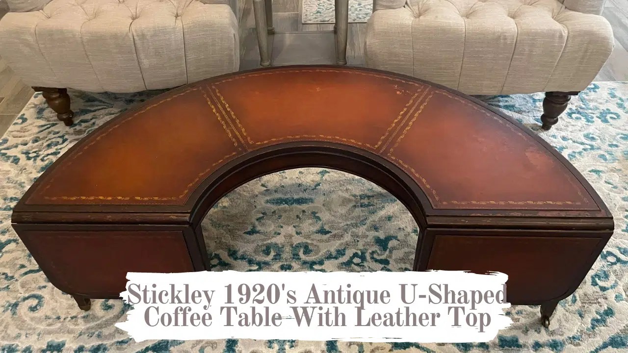 Stickley Antique U Shaped Coffee Table With Leather Top The Redesign Company
