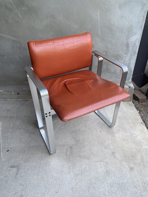 Set of 4 Cognac Leather Dining Chairs, 1980’s The Renner Project