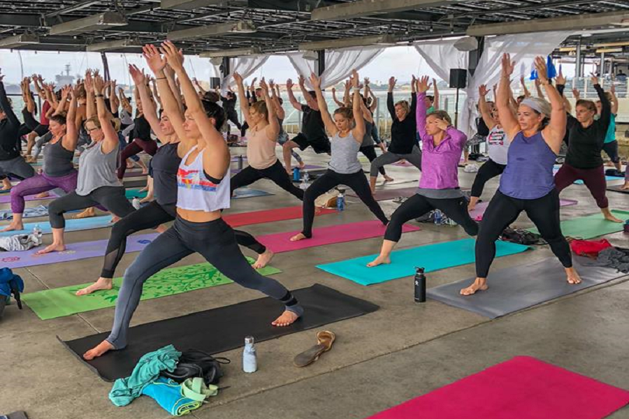 'Namaste On The Bay' Yoga & Brunch On The Coasterra Harbor Float