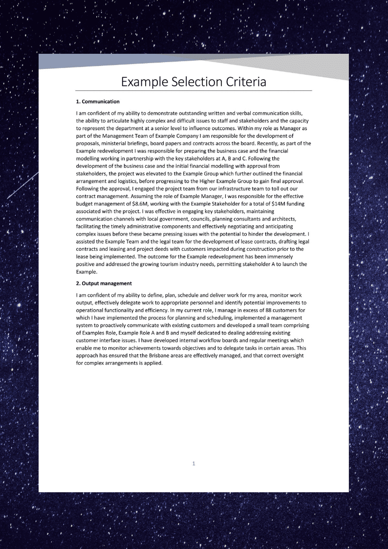 Selection Criteria The Resume Writers