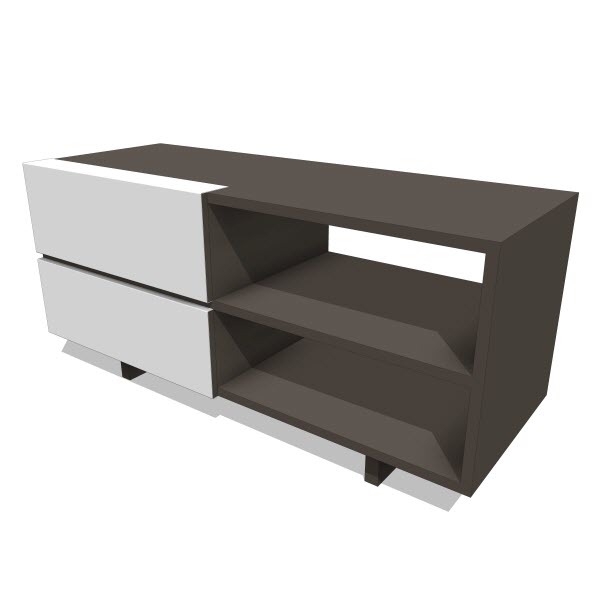 LAX Series Dark Low Storage Unit [10390] 2.00 Revit families, Modern Revit Furniture models